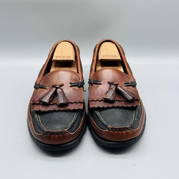 Sperry Shoes Mens 8.5 Brown Black Leather Tassel Loafers Kiltie Slip On Moc Toe - Picture 3 of 12